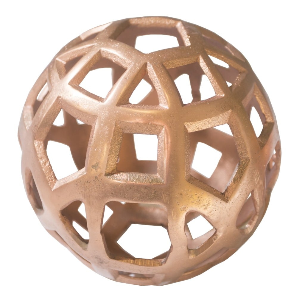 Copper Geometric Sphere Large | Lux Furniture Rentals