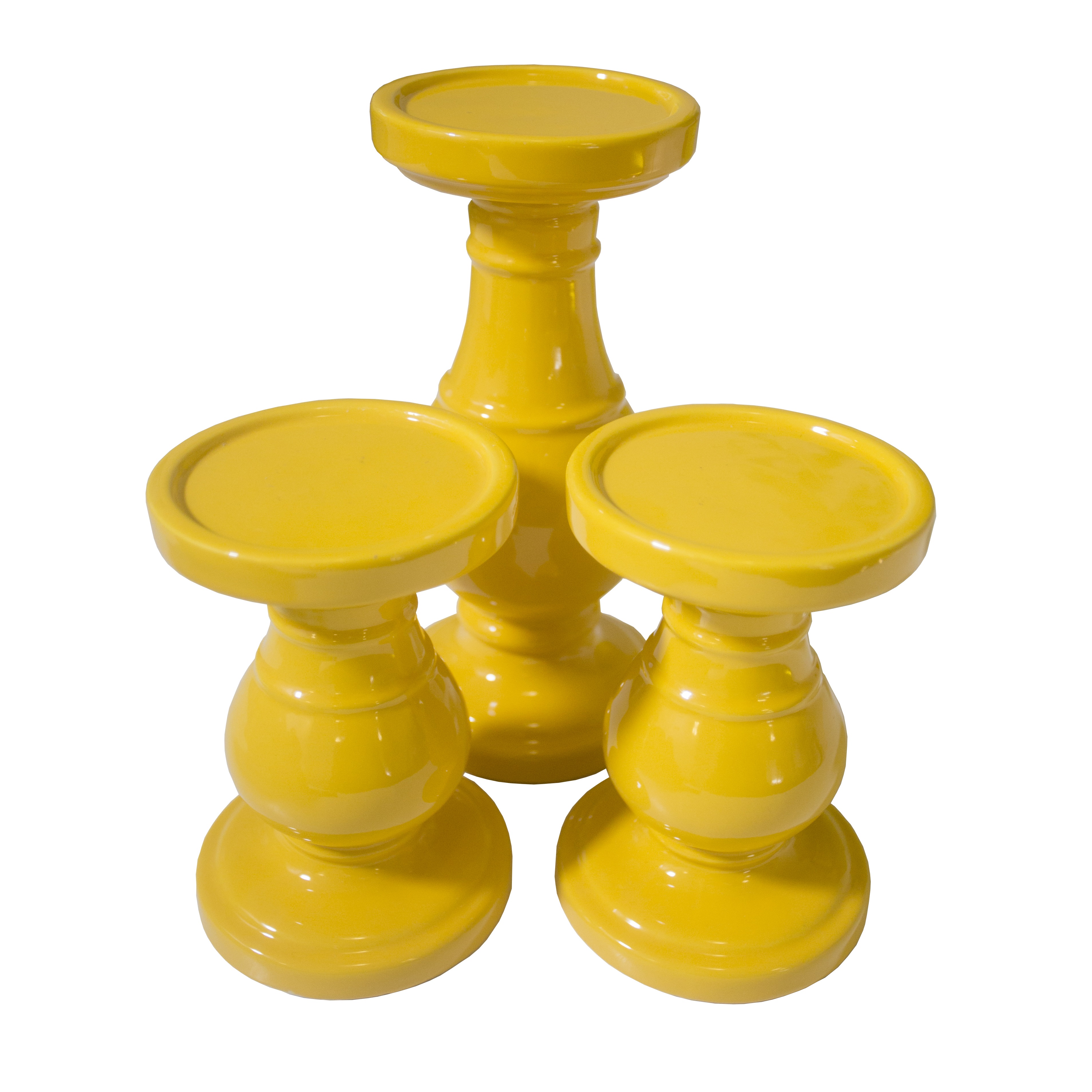 391 Yellow Candle Holder Set