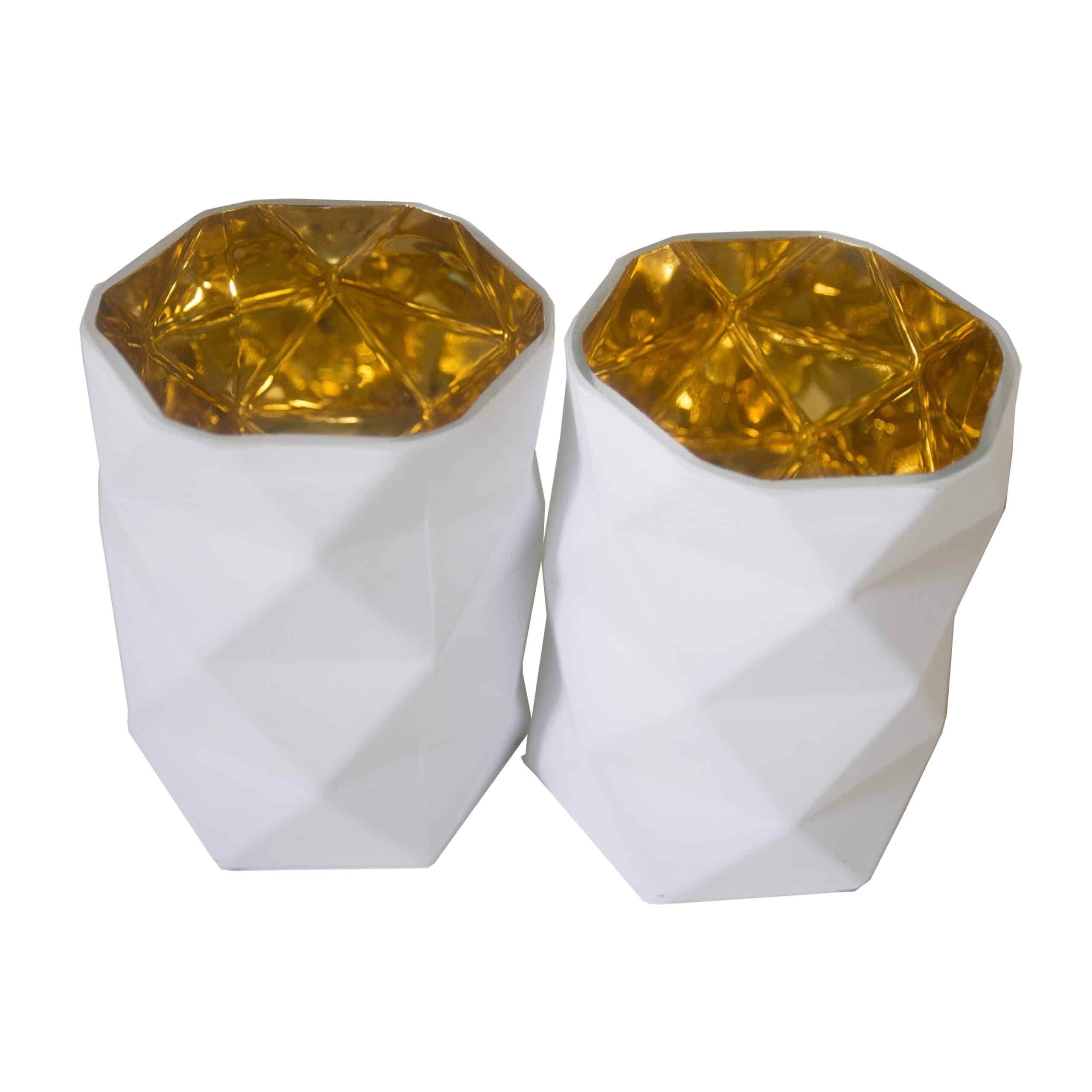 White Geometric Vase Lux Furniture Rentals