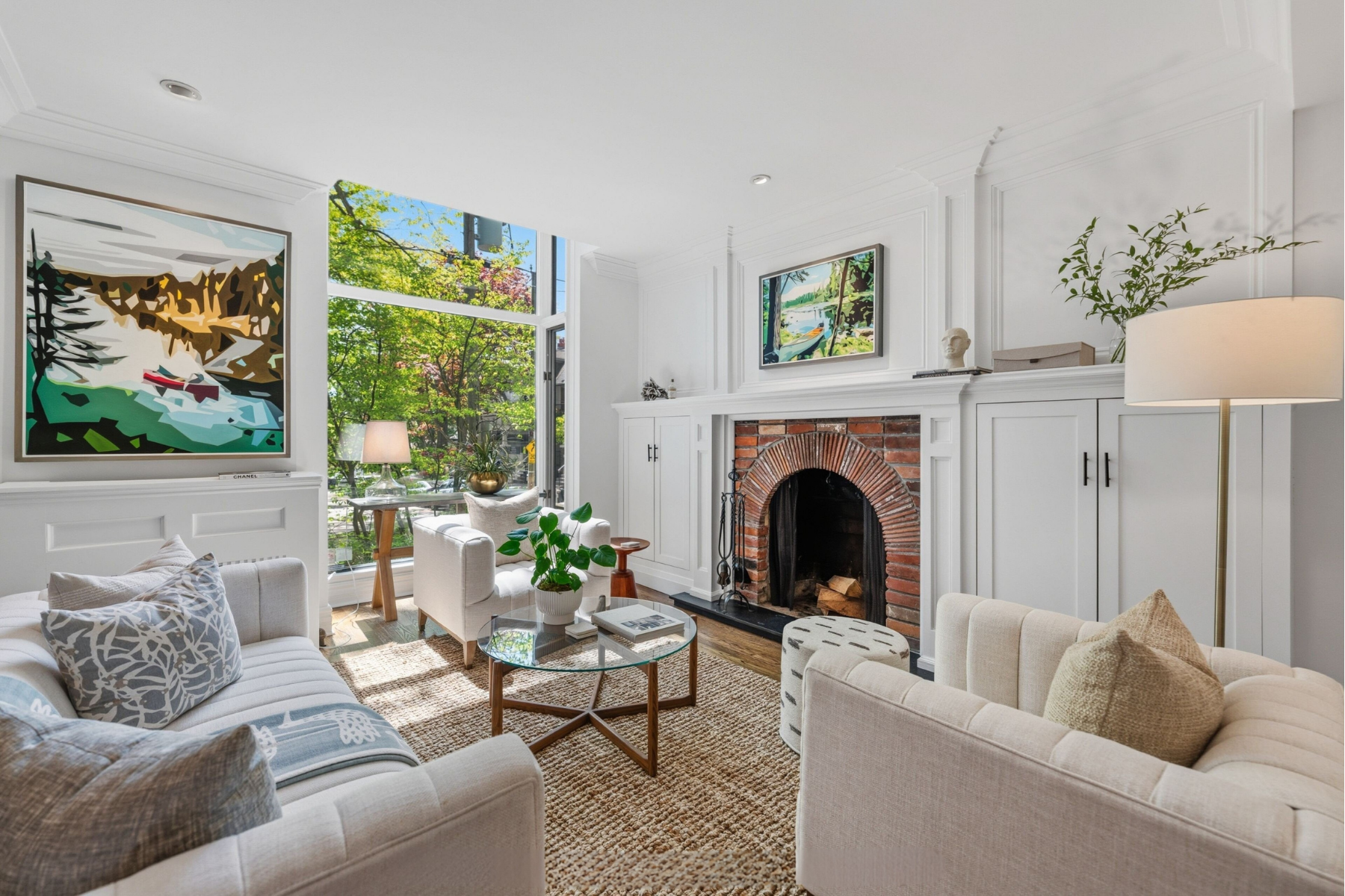 Living room staging showcasing sofa and matching armchair pairing