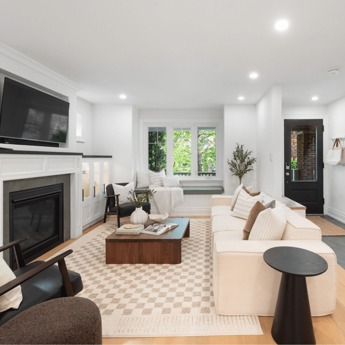 Playter Estates House living room styled with stager furnishings