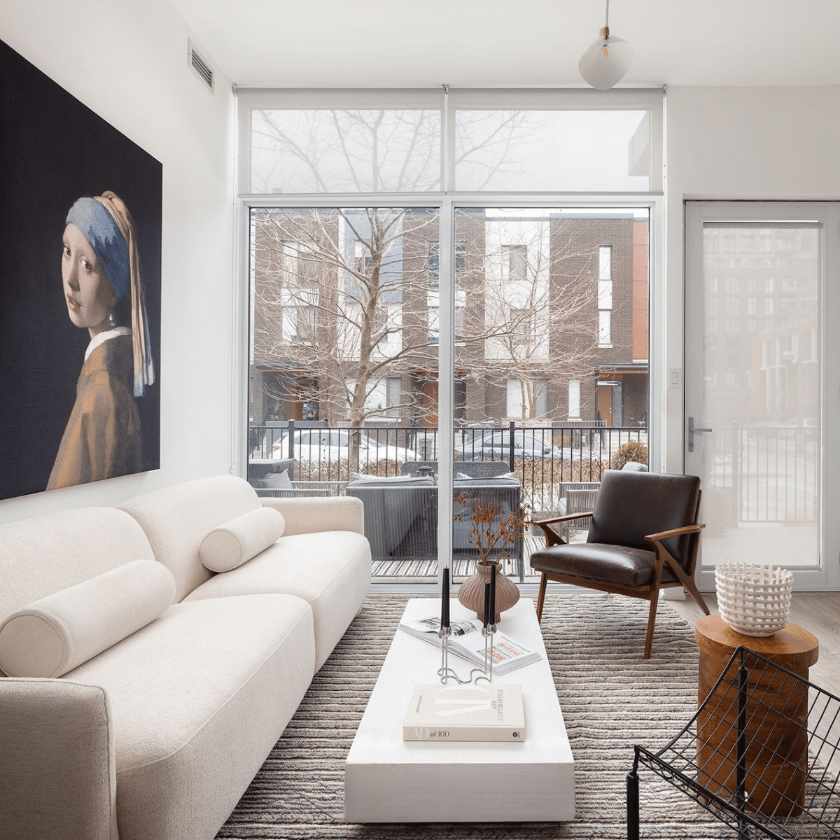 Regent Park Townhouse living room staged with rental furniture